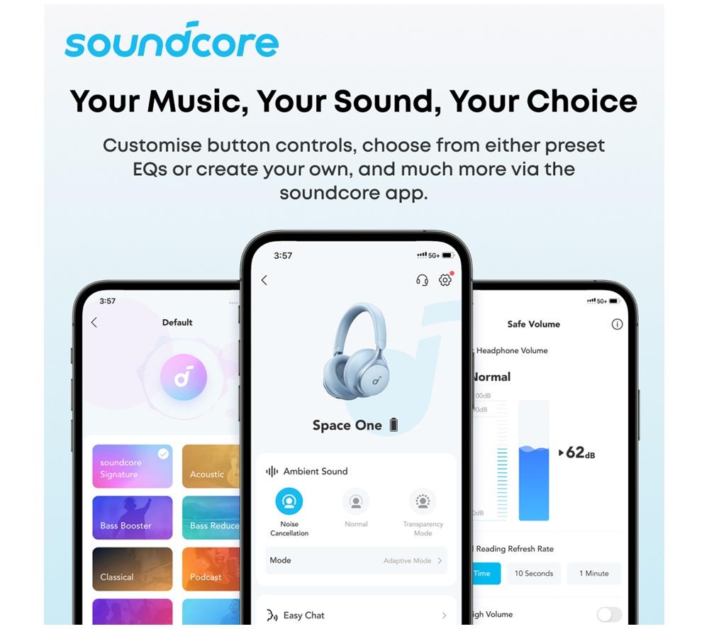 SOUNDCORE Space One Wireless Bluetooth Noise-Cancelling Headphones - Black