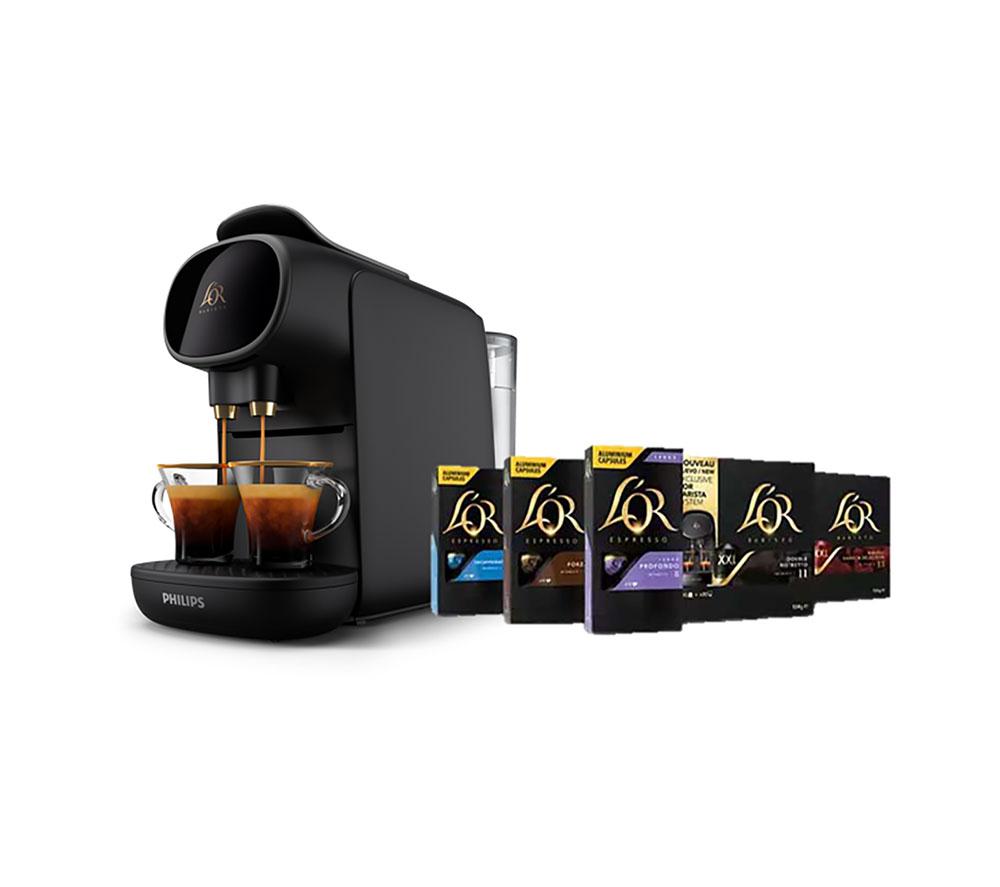 L'OR by Philips Barista Sublime LM9012/65 Kaffeemaschine & 50 Kapseln Set – Schwarz