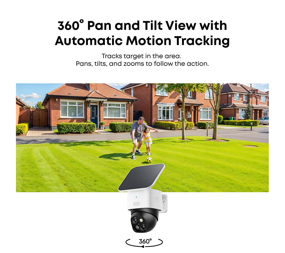 EUFY SoloCam S340 3K WiFi Security Camera with Solar Panel - 8 GB