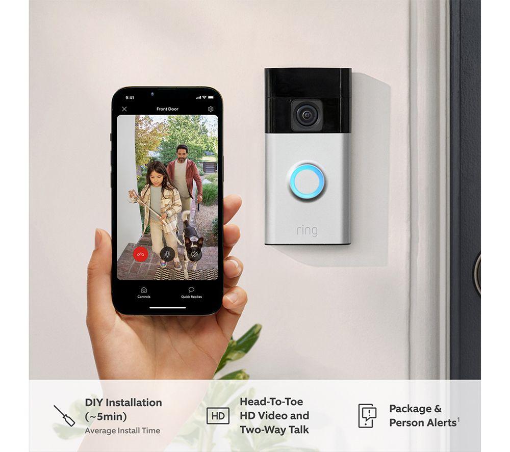 RING Battery Video Doorbell mit Chime (2. Generation) – Satin Nickel