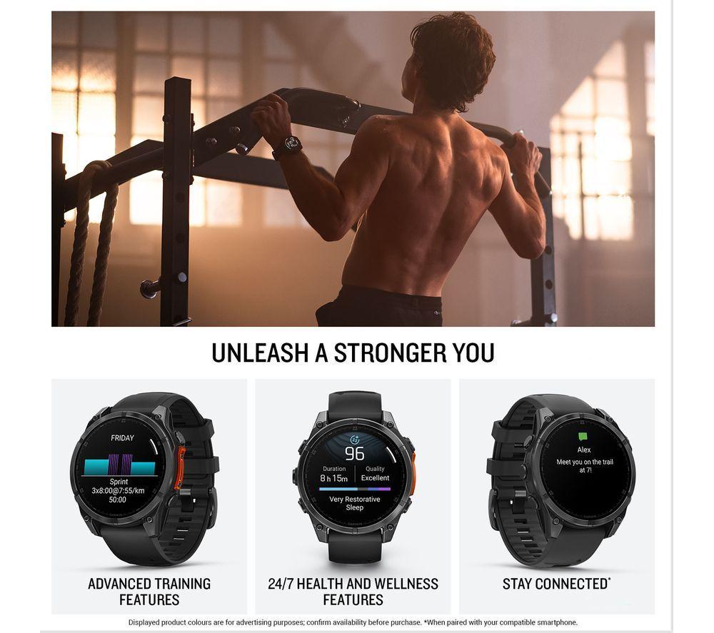 GARMIN fenix 8 AMOLED Smartwatch – Schiefergrau & Schwarz, 47 mm