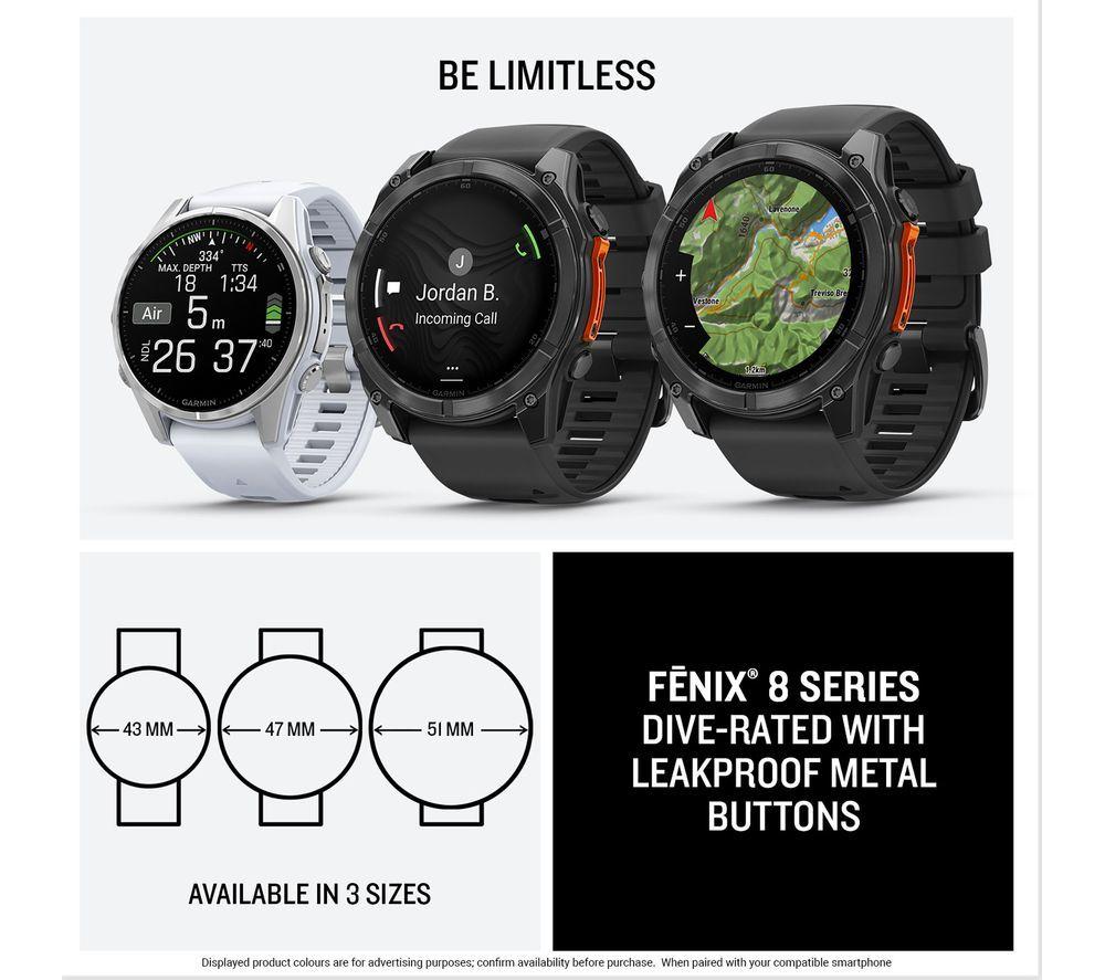 GARMIN fenix 8 AMOLED Smartwatch – Schiefergrau & Schwarz, 47 mm