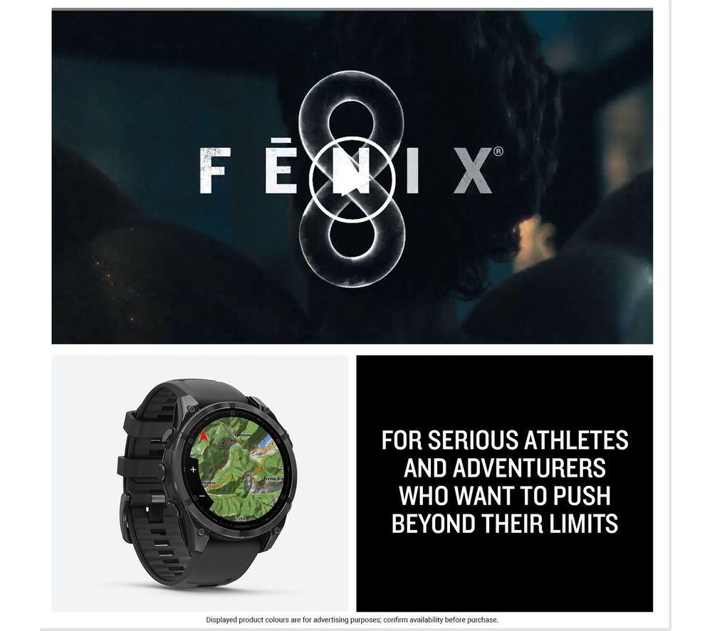 GARMIN fenix 8 AMOLED Smartwatch – Schiefergrau & Schwarz, 47 mm