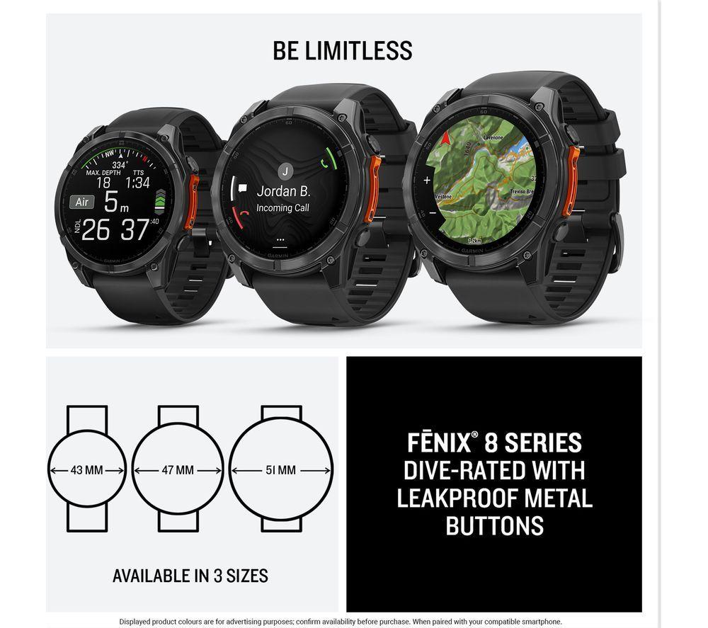 GARMIN fenix 8 AMOLED Smartwatch - Schiefergrau & Schwarz, 51 mm