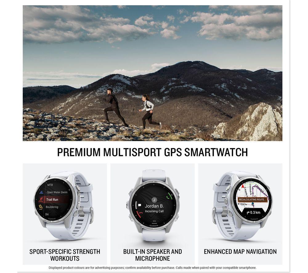 GARMIN fenix 8 AMOLED Smart Watch - Silver & Whitestone, 43 mm
