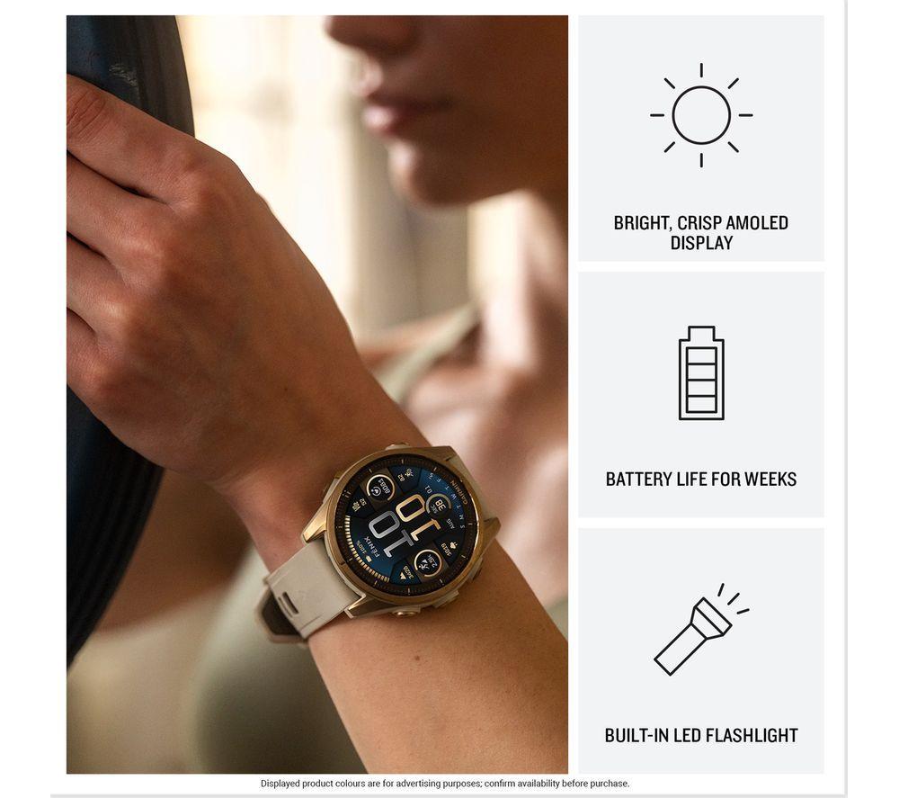 GARMIN fenix 8 AMOLED Smart Watch - Silver & Whitestone, 43 mm