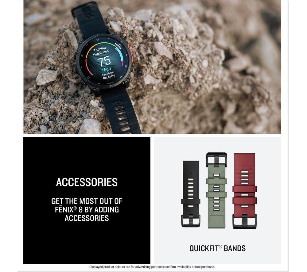 GARMIN fenix 8 AMOLED Smart Watch - Silver & Whitestone, 43 mm