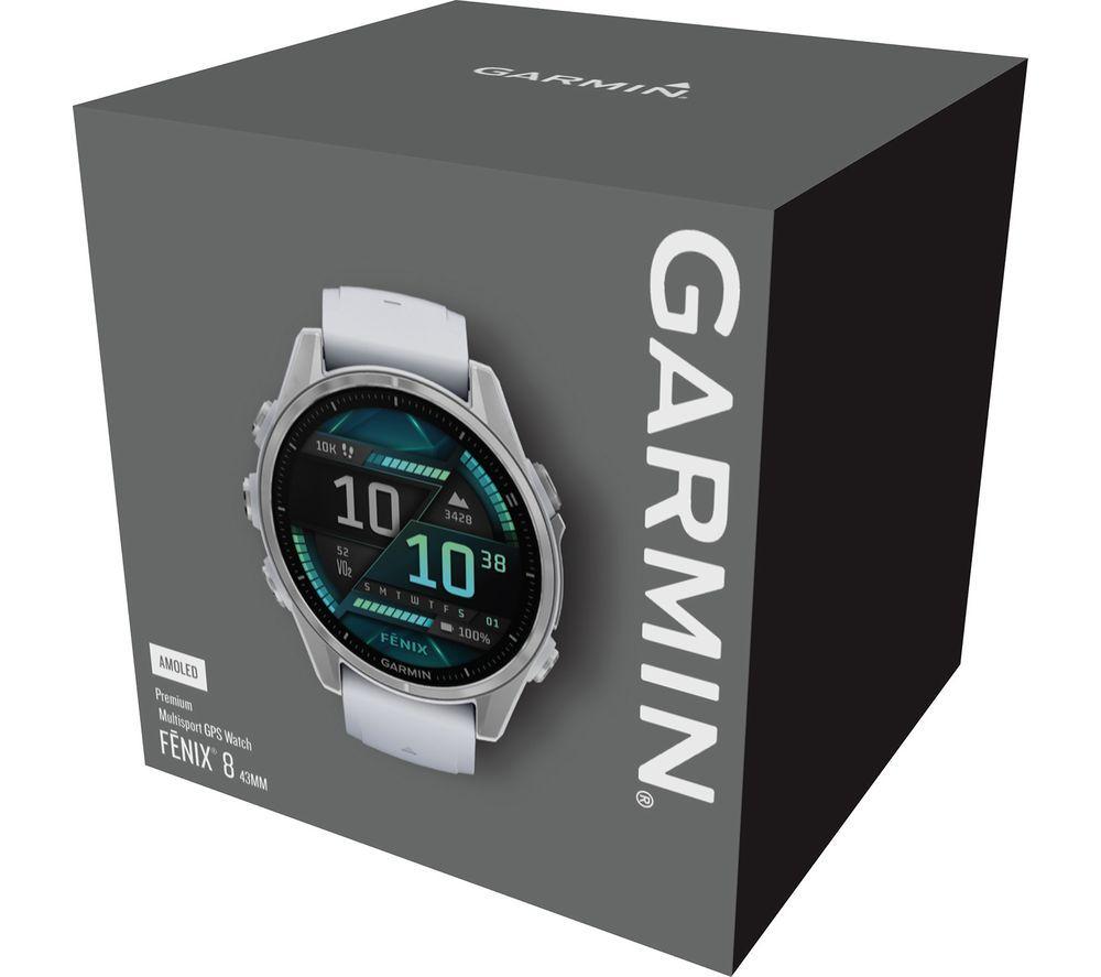 GARMIN fenix 8 AMOLED Smart Watch - Silver & Whitestone, 43 mm