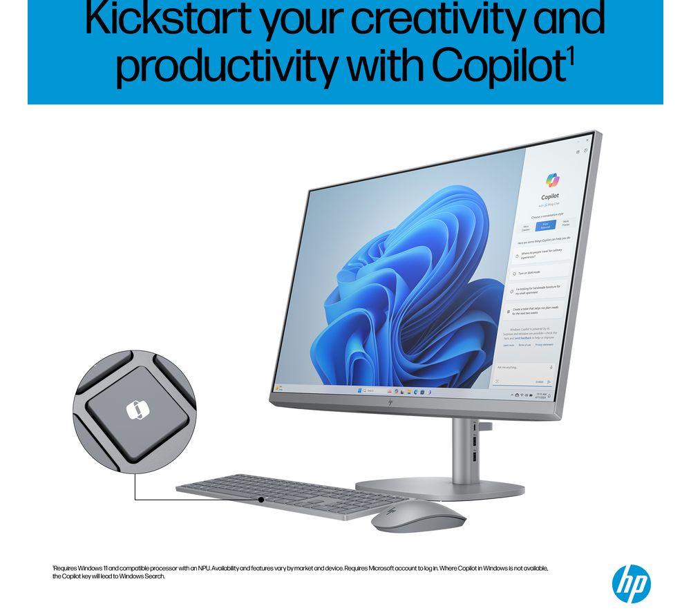HP OmniStudio X 27-cs0003na 27" All-in-One PC - Intel® Core™ Ultra 7, 1 TB SSD, Silver