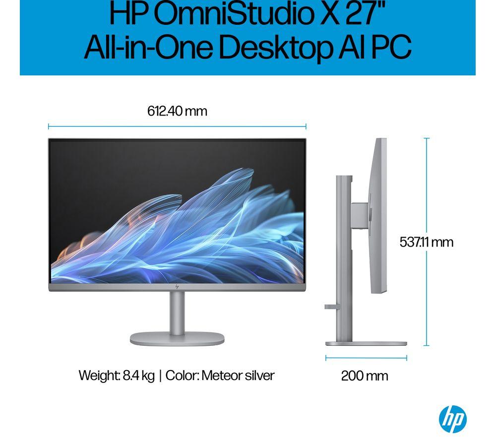 HP OmniStudio X 27-cs0003na 27" All-in-One PC - Intel® Core™ Ultra 7, 1 TB SSD, Silver