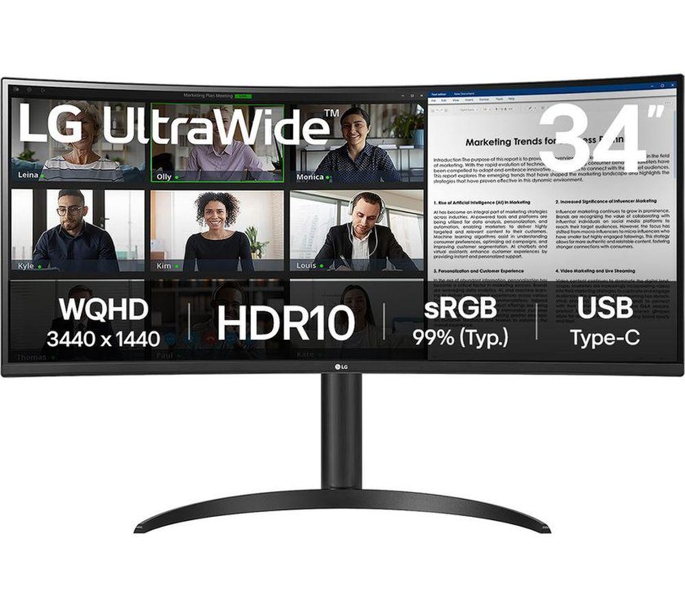 LG UltraWide 34WR55QK-B.AEK Quad HD 34" Curved VA LCD Monitor - Black