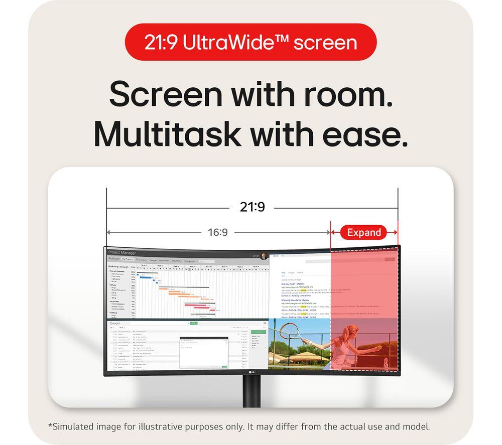 LG UltraWide 34WR55QK-B.AEK Quad HD 34" Curved VA LCD Monitor - Black