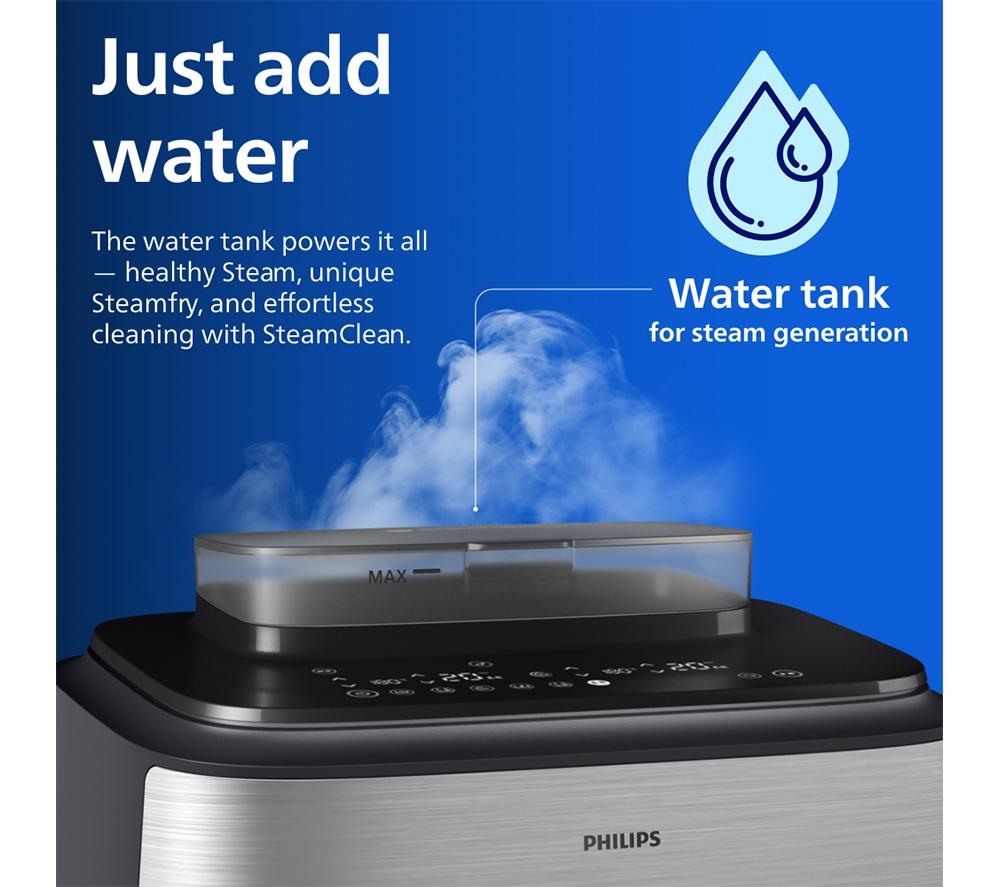 PHILIPS Serie 5000 9L NA555/09 Freidora de aire a vapor de doble cesta – Plateada