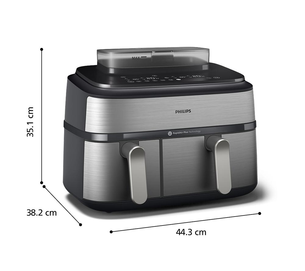 PHILIPS Serie 5000 9L NA555/09 Freidora de aire a vapor de doble cesta – Plateada