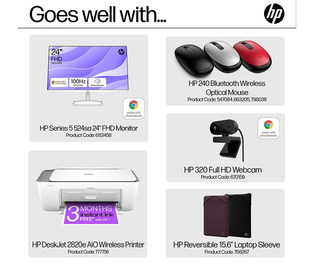 HP 15a-nb0504sa Chromebook de 15,6" - Intel® N100, 128 GB UFS, Plata