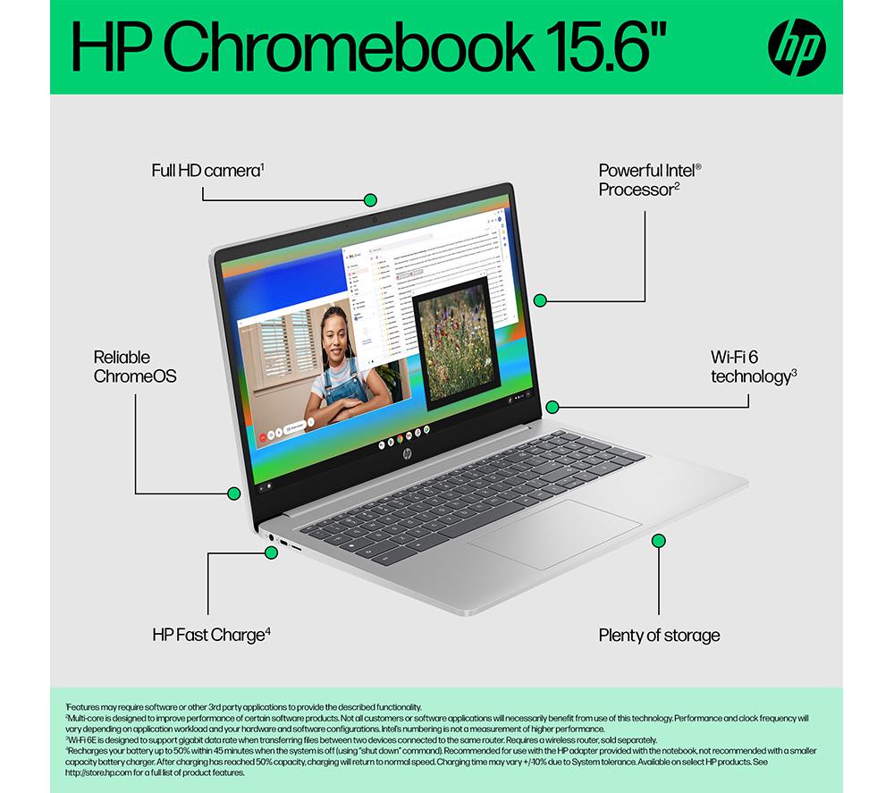 HP 15a-nb0504sa Chromebook de 15,6" - Intel® N100, 128 GB UFS, Plata