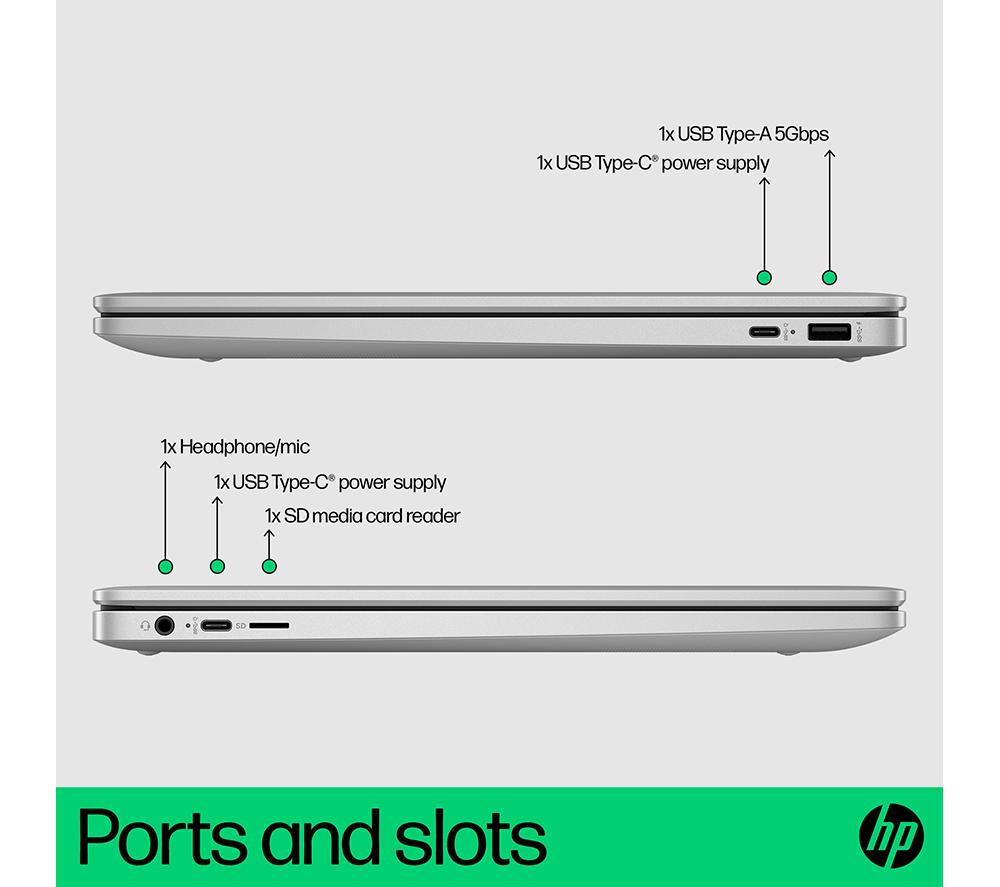 HP 15a-nb0504sa Chromebook de 15,6" - Intel® N100, 128 GB UFS, Plata