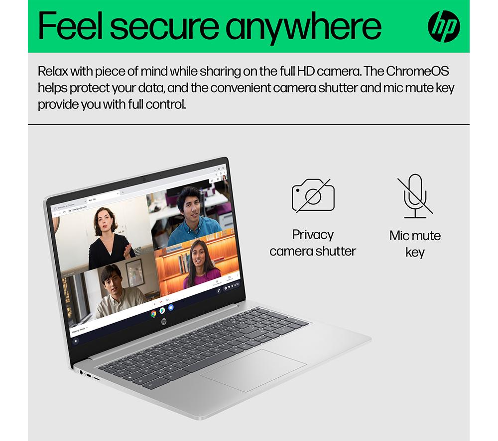HP 15a-nb0504sa Chromebook de 15,6" - Intel® N100, 128 GB UFS, Plata