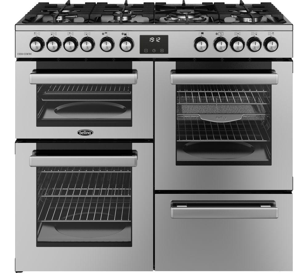 BELLING Cookcentre 100DF Dual Fuel Range Cooker - Stainless Steel & Chrome