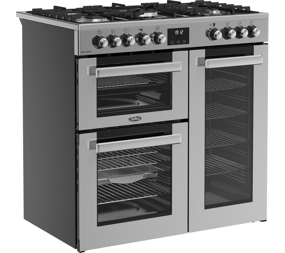 Cocina de gas y eléctrica Belling Cookcentre 90DF - Acero inoxidable y cromo