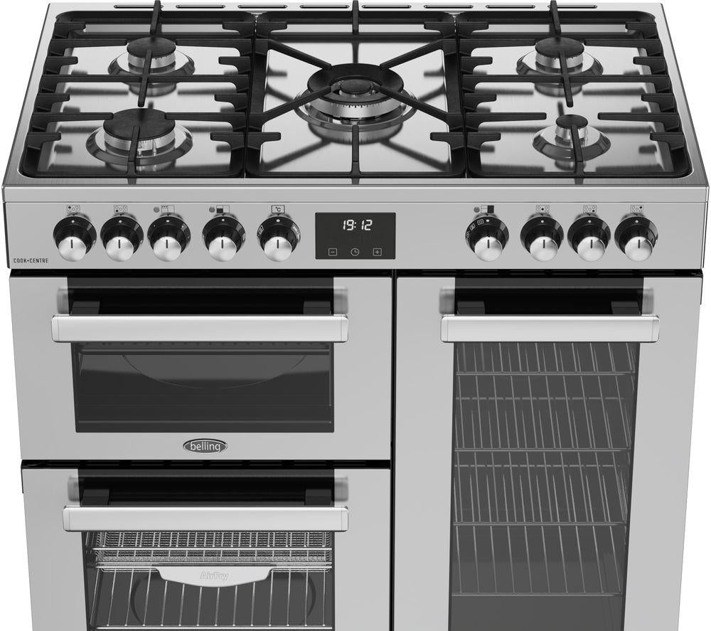 Cocina de gas y eléctrica Belling Cookcentre 90DF - Acero inoxidable y cromo