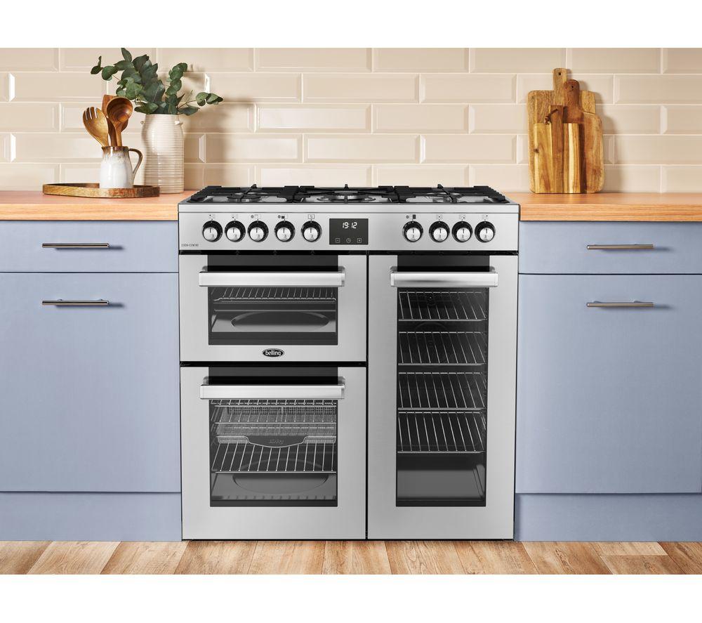 Cocina de gas y eléctrica Belling Cookcentre 90DF - Acero inoxidable y cromo