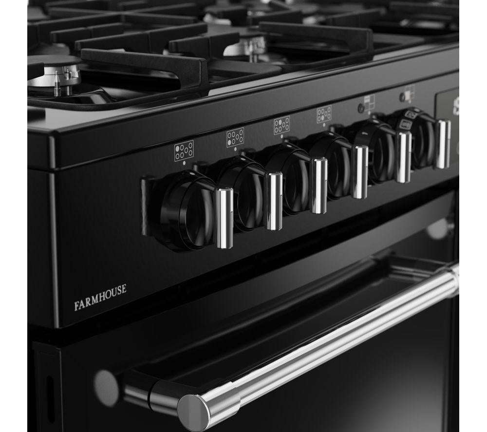 Cocina BELLING Farmhouse 110DF de doble combustible - Negro y Cromo