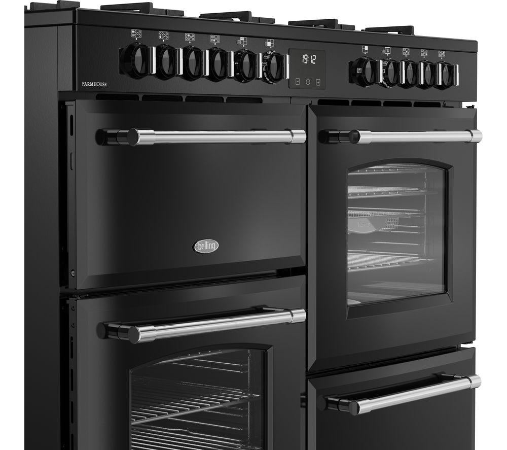 Cocina BELLING Farmhouse 110DF de doble combustible - Negro y Cromo