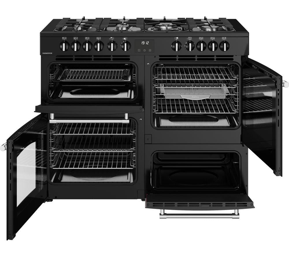Cocina BELLING Farmhouse 110DF de doble combustible - Negro y Cromo