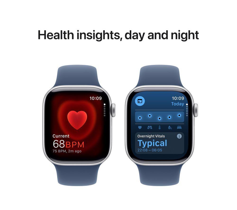 APPLE Watch Series 10 - 42 mm Jet Silver Aluminium Case with Denim Sport Band, M/L