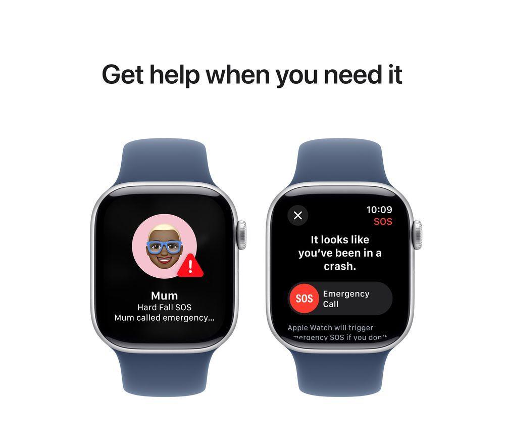 APPLE Watch Series 10 - 42 mm Jet Silver Aluminium Case with Denim Sport Band, M/L