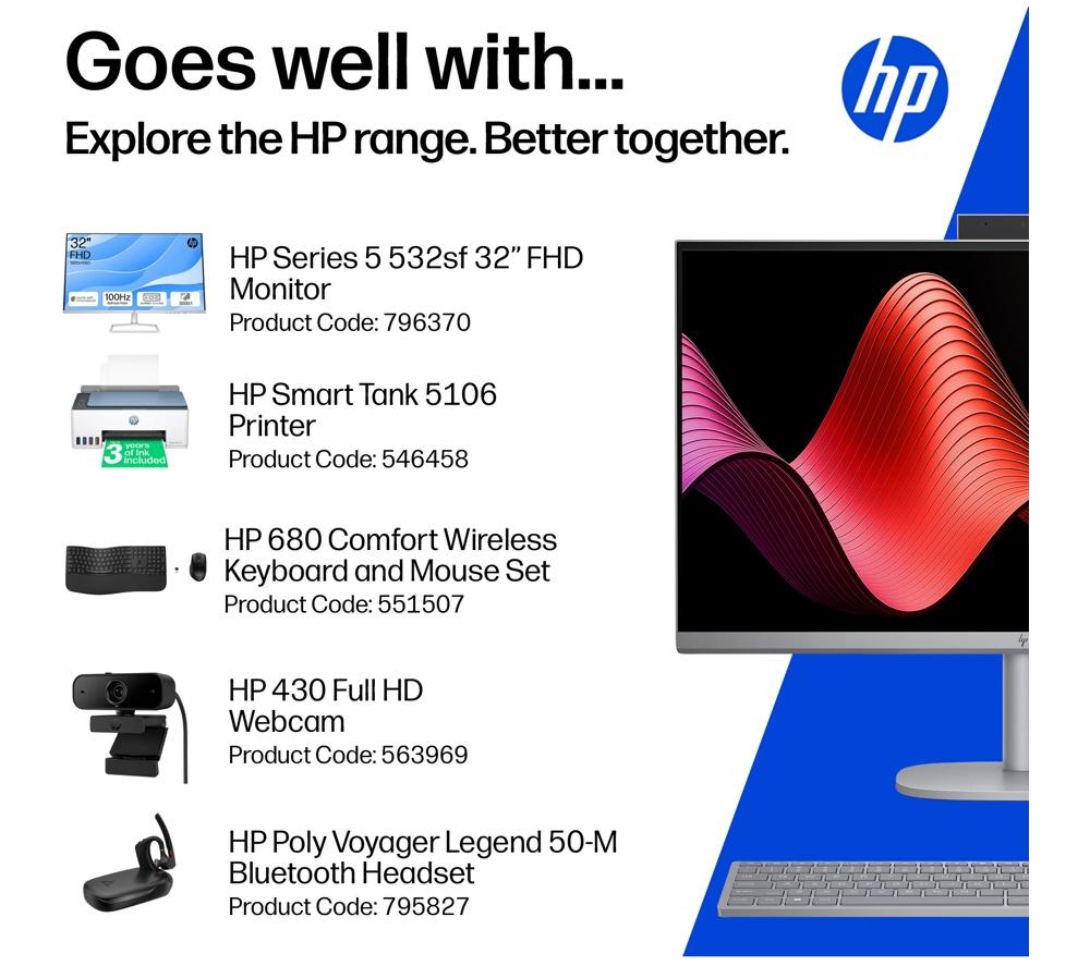 HP OmniStudio X 27-cs0004na 27" All-in-One PC - Intel® Core™ Ultra 5, 1 TB SSD, Silver