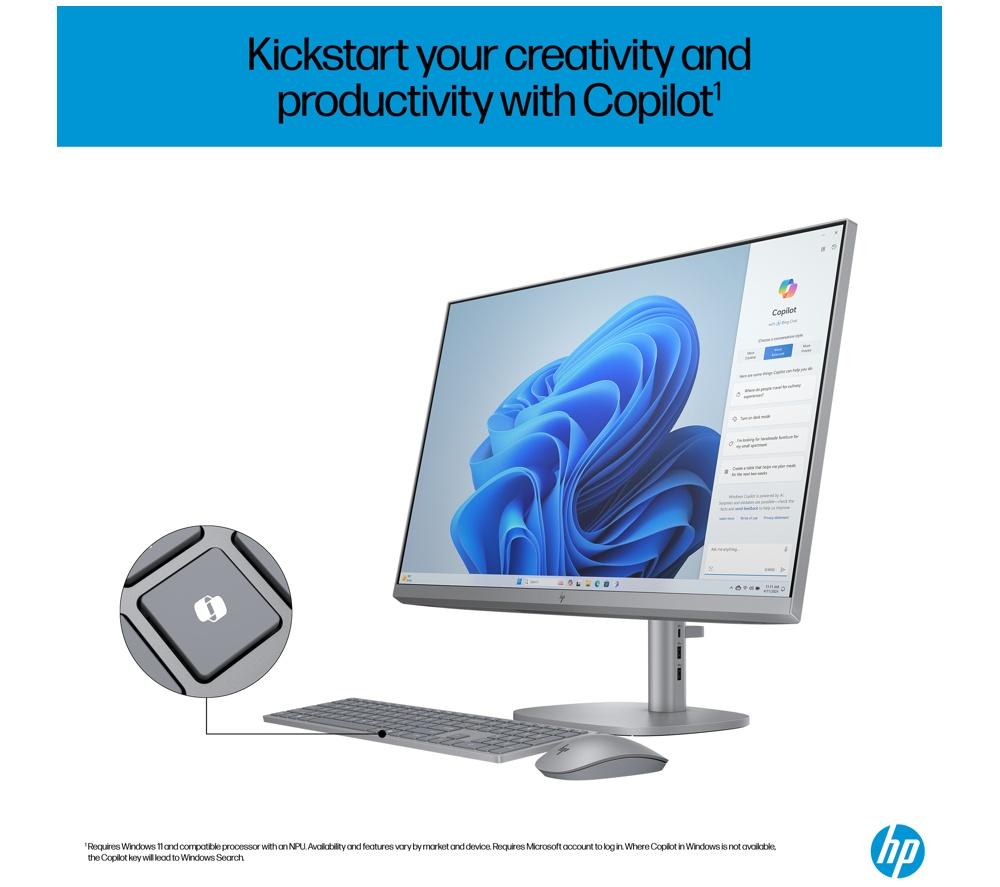 HP OmniStudio X 27-cs0004na 27" All-in-One PC - Intel® Core™ Ultra 5, 1 TB SSD, Silver