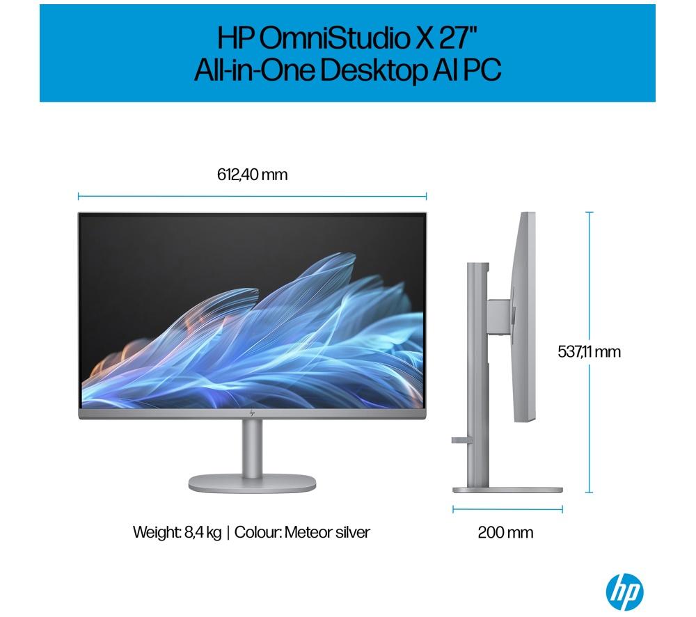 HP OmniStudio X 27-cs0004na 27" All-in-One PC - Intel® Core™ Ultra 5, 1 TB SSD, Silver