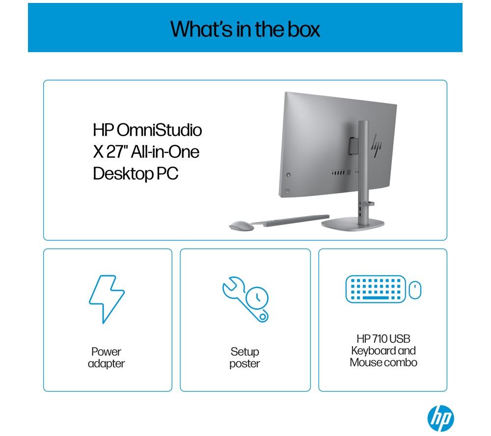 HP OmniStudio X 27-cs0004na 27" All-in-One PC - Intel® Core™ Ultra 5, 1 TB SSD, Silver