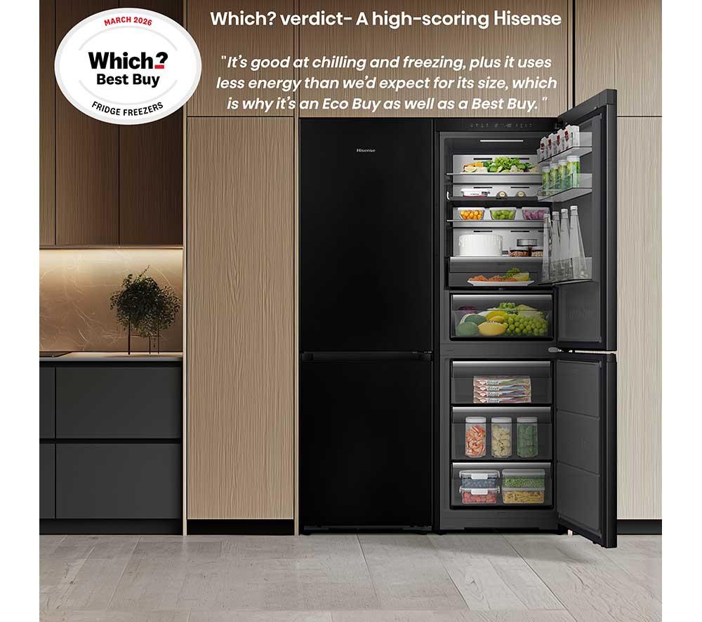 HISENSE KitchenFit RB5K330GSFC Frigorífico combi inteligente 60/40 - Negro
