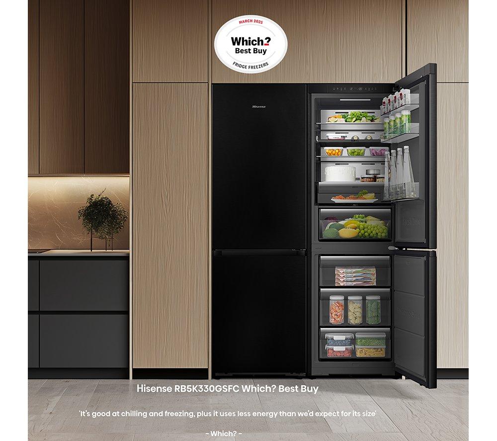 HISENSE KitchenFit RB5K330GSFC Frigorífico combi inteligente 60/40 - Negro