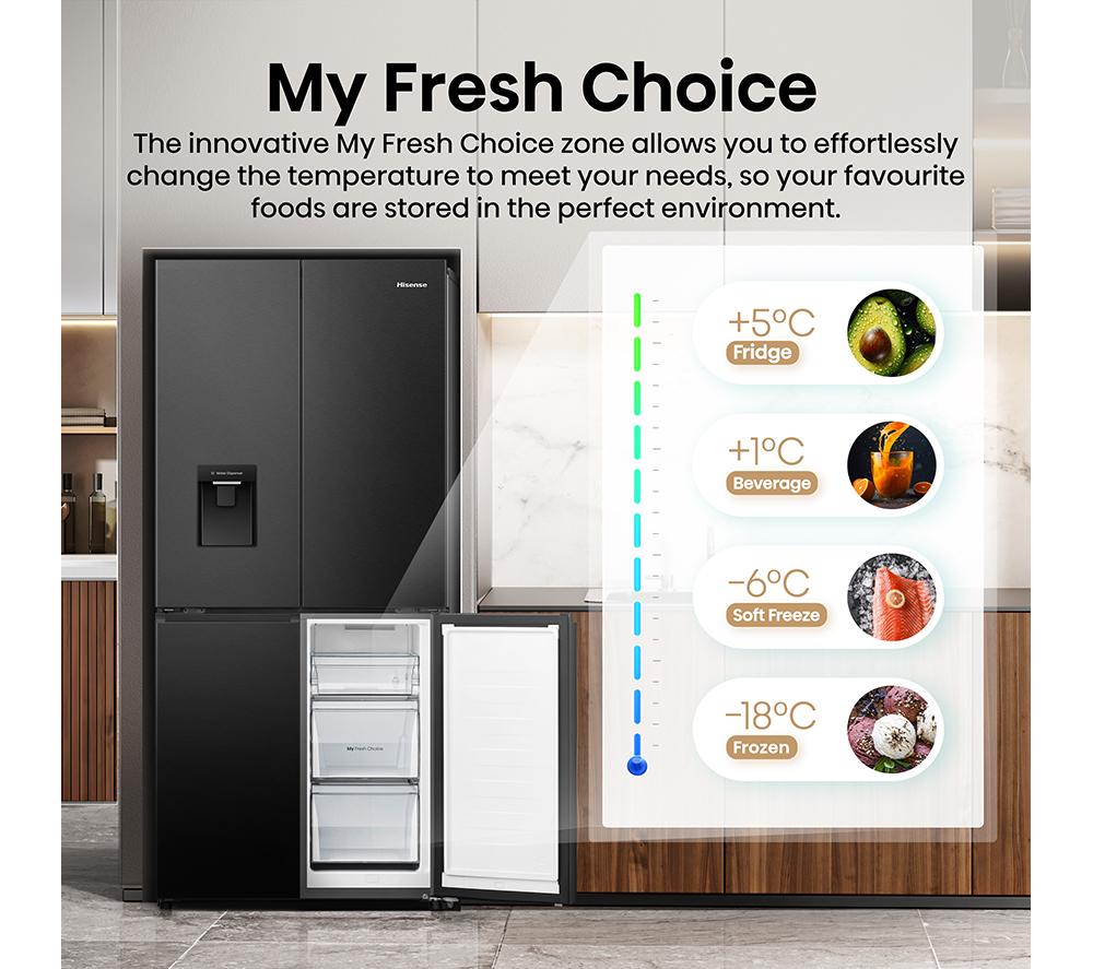 Frigorífico combi inteligente Hisense PureFlat RQ5P470SMFE estilo americano - Acero inoxidable negro