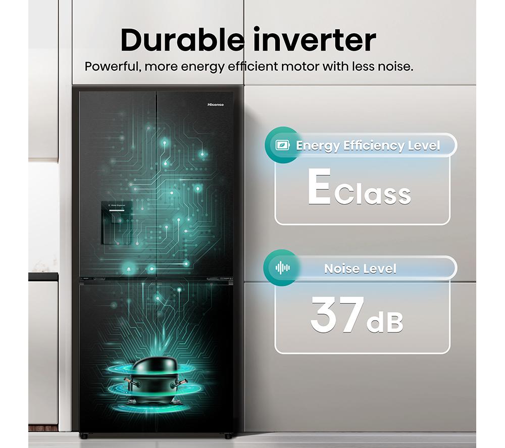 Frigorífico combi inteligente Hisense PureFlat RQ5P470SMFE estilo americano - Acero inoxidable negro