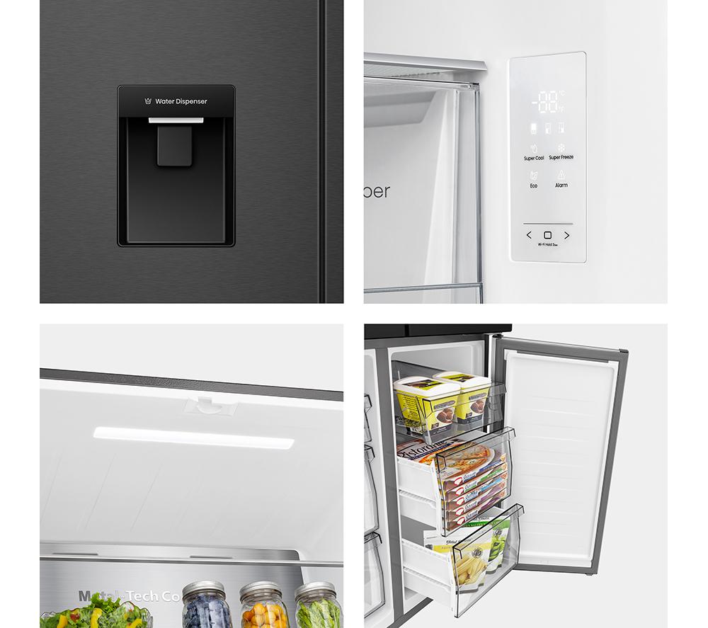 Frigorífico combi inteligente Hisense PureFlat RQ5P470SMFE estilo americano - Acero inoxidable negro