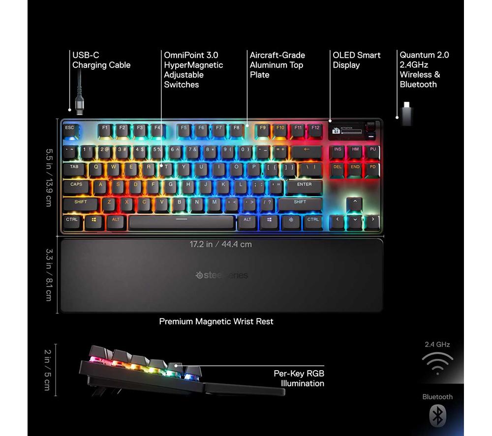 STEELSERIES Apex Pro TKL Gen 3 Wireless Mechanical Gaming Keyboard - Black