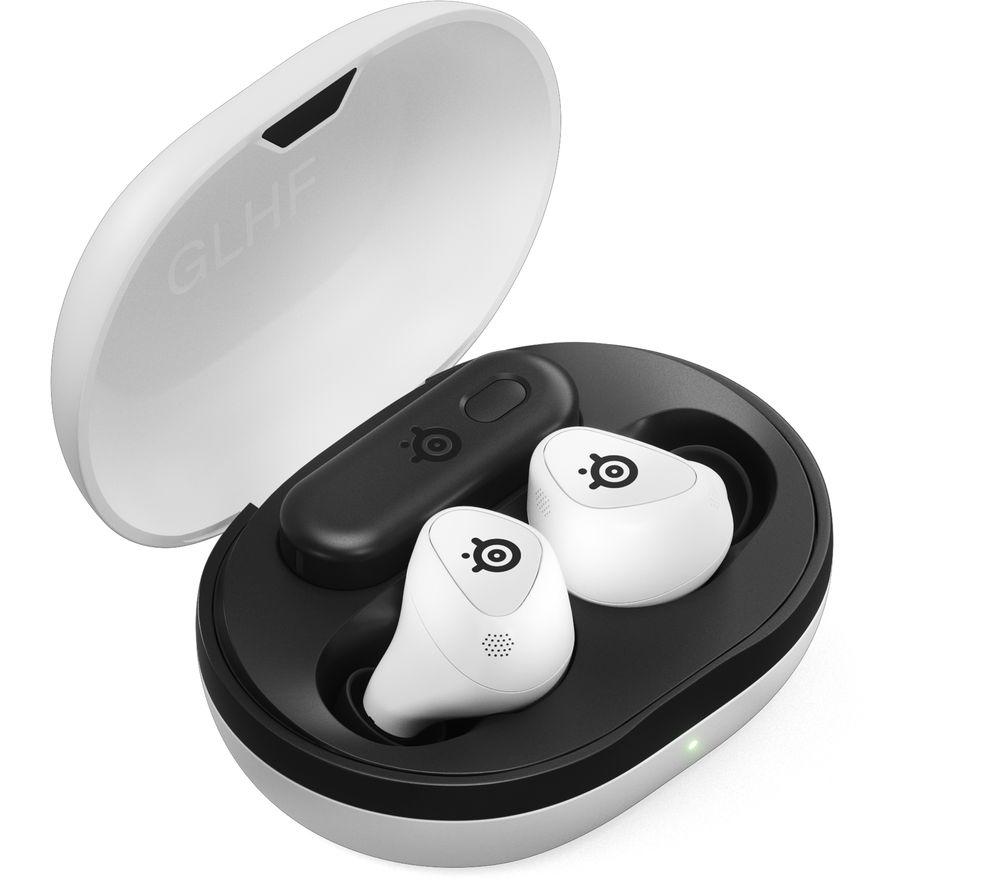 STEELSERIES Arctis GameBuds Kabellose geräuschunterdrückende Gaming-Ohrhörer für PS5 – Weiß