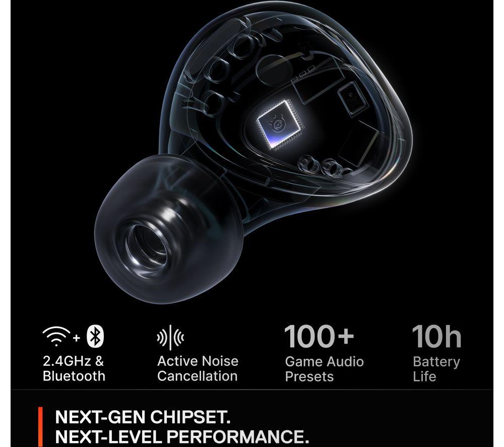 STEELSERIES Arctis GameBuds Kabellose geräuschunterdrückende Gaming-Ohrhörer für PS5 – Weiß