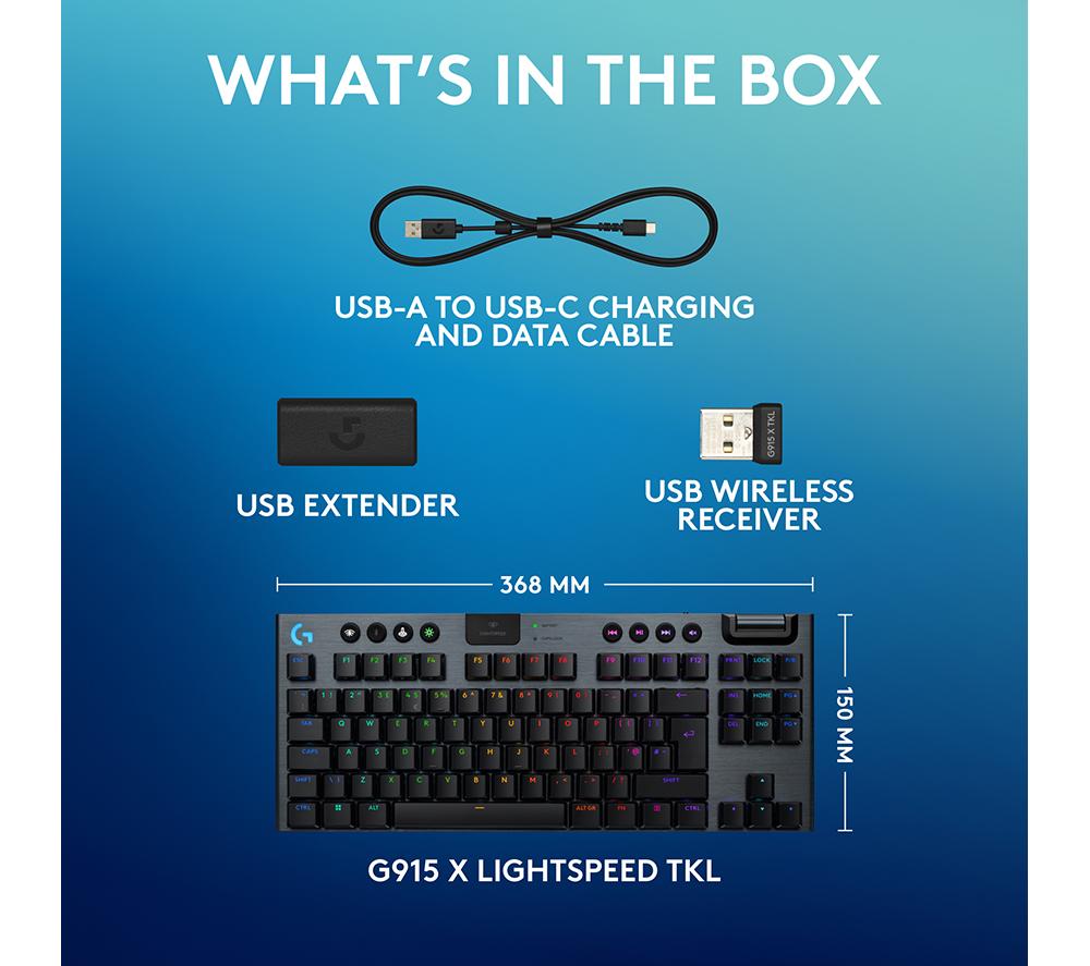 LOGITECH G915 X LIGHTSPEED TKL Kabellose mechanische Gaming-Tastatur – Taktil Schwarz