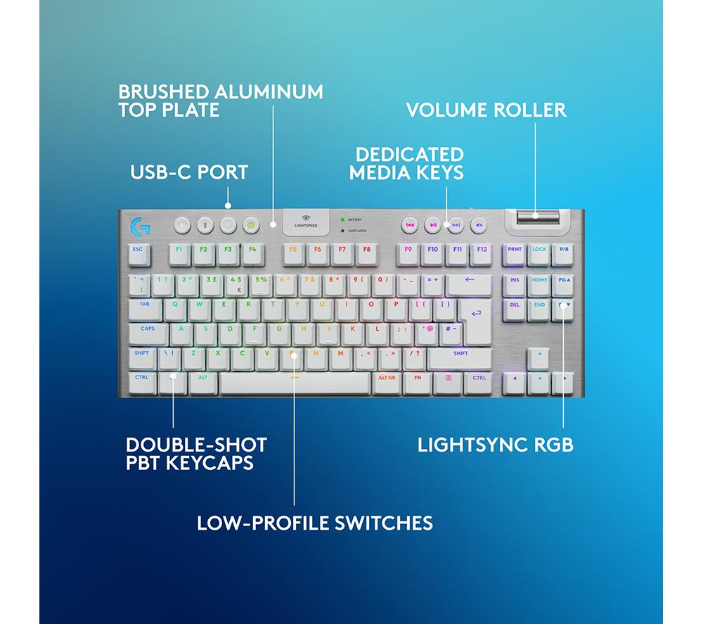 Teclado mecánico inalámbrico para gaming Logitech G915 X Lightspeed TKL – Táctil Blanco