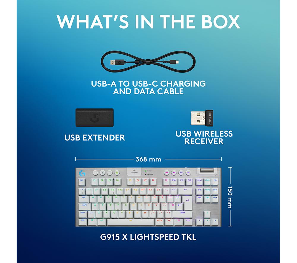 Teclado mecánico inalámbrico para gaming Logitech G915 X Lightspeed TKL – Táctil Blanco