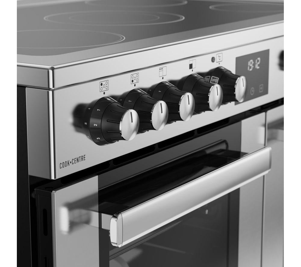 BELLING Cookcentre 90E Electric Ceramic Range Cooker - Stainless Steel & Chrome