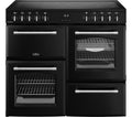 BELLING Farmhouse 100E Electric Ceramic Range Cooker - Black & Chrome