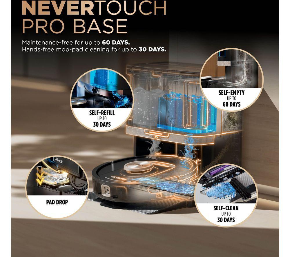 SHARK PowerDetect NeverTouch Pro RV2800ZEUK Aspiradora Robot 2 en 1 - Negro
