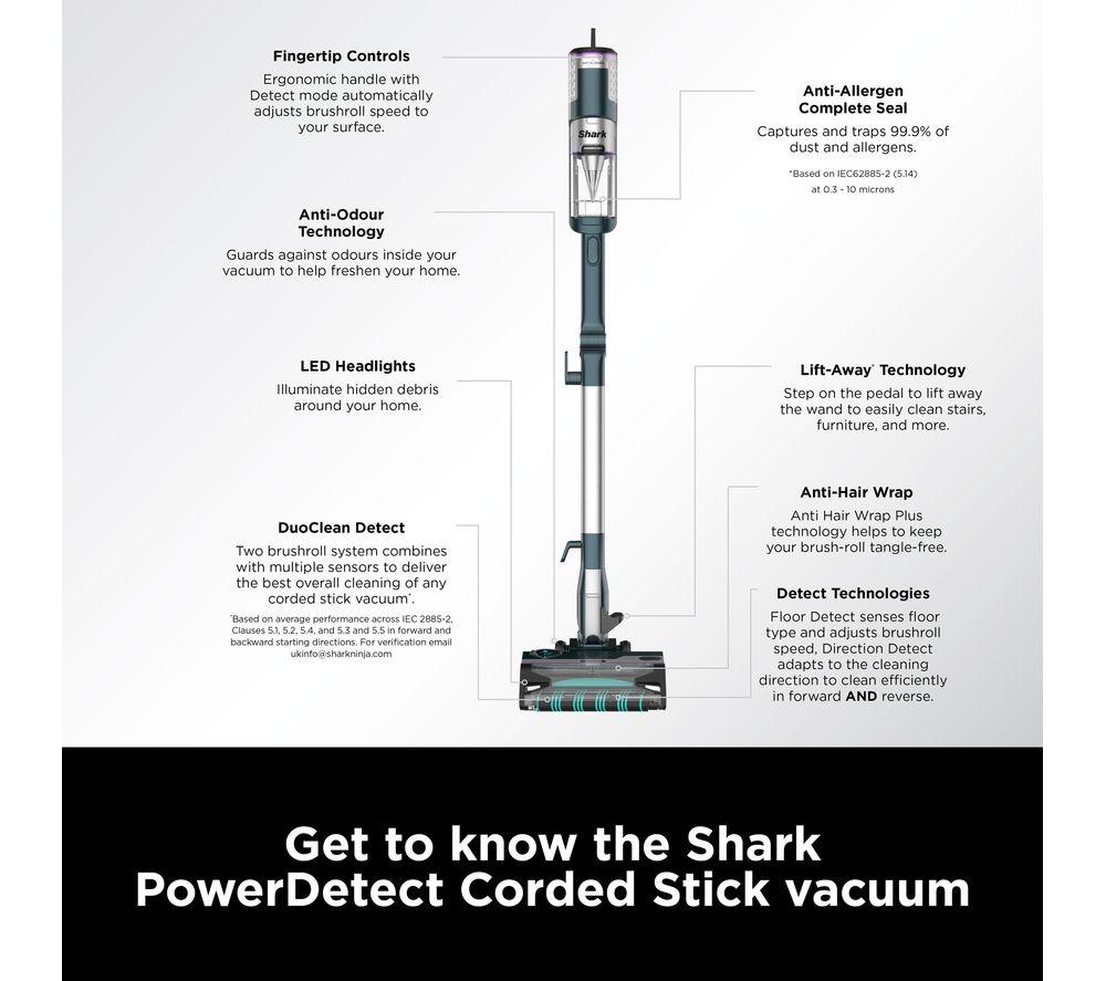 Aspiradora sin bolsa vertical SHARK PowerDetect con DuoClean HZ4000UKT - Negra y cromada